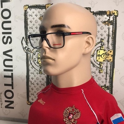NEW AUTHENTIC PRADA LINEA ROSSA VPS 02O EYEGLASSES   BLUE CRYSTAL FULL-RIM