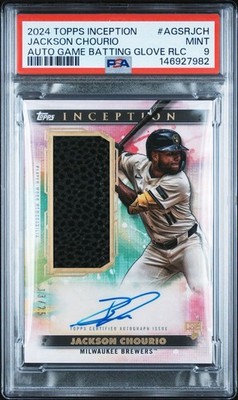 2024 Topps Inception Jackson Chourio RC Autograph Game Batting Glove 13/25 PSA 9
