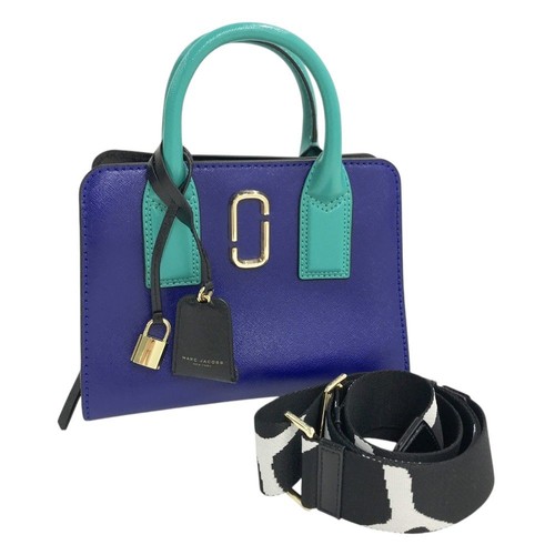 MARC JACOBS Little Big Shot 2Way Shoulder Bag Blue Leather Authentic Women's