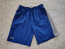 Under Armour YXL Youth XL Loose Athletic Shorts Royal Blue Gray