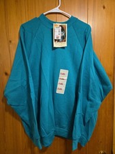 VTG NWT 90s Teal 3XL FRUIT OF THE LOOM Blank Crewneck Sweatshirt 27x30 Deadstock