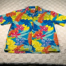 Pacific Legend Apparel Mens Hawaiian Shirt 2XL Aloha Floral Button Made in USA