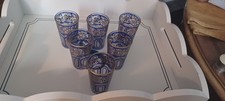 Royal Blue Moroccan design tea glass Set of 6...