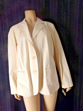 TALBOTS Blazer Jacket size 12 Woman beige Pinstripe Cotton Long sleeve NEW