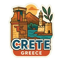 Crete Greece Sticker Decal Vinyl Die-Cut City Skyline Landmark Design