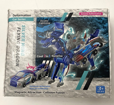 FLYING DRAGON SLVER WING Car Transform Toy Unicorn Figurine Magnetic Deformation