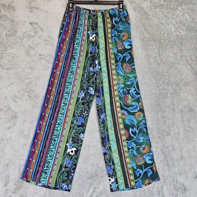 Vintage Ruth Norman Pants Womens XS Multicolor Mixed Print Cropped Travel 90s