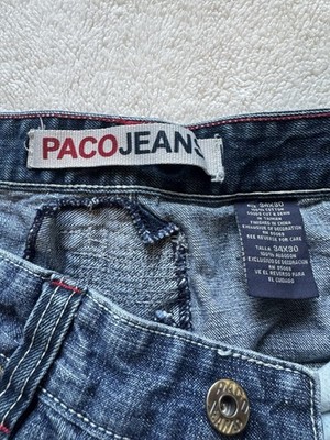 PACO JEANS Men's Blue Straight Leg Jeans Dark Wash Relaxed Fit Logo 5-Pocket