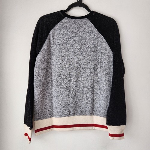 Felpa girocollo Roots Cabin Canada pullover nero grigio maglione donna L - Foto 2 di 9