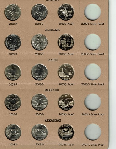 1999 P - 2008 S Statehood Quarters with Proofs in 8143 and 8144 Dansco Albums - Picture 6 of 12