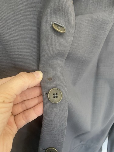 Burberry’s Gray Virgin Wool Blazer Coat Size 16 Vintage Oversized *damaged* - Picture 5 of 14