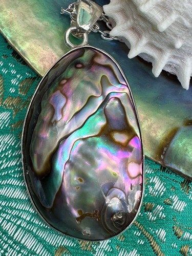 Charles Albert Iridescent Abalone & Sterling Silver Handcrafted Pendant Necklace - Picture 17 of 19
