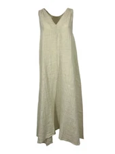 O'MER Flared Dress Mastic OM069D 100% Linen MADE IN ITALY