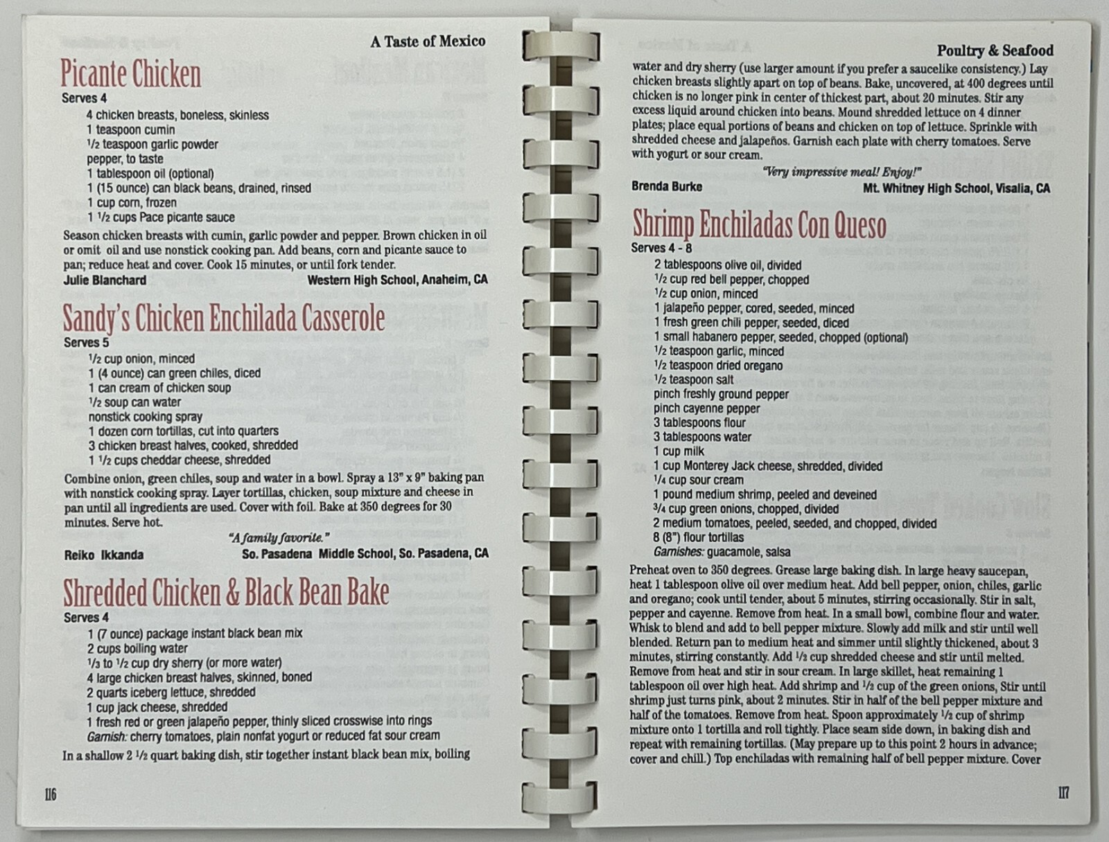 A Taste of Mexico: Mexican, Southwest and TexMex Favorites -1997 Spiral-Bound PB