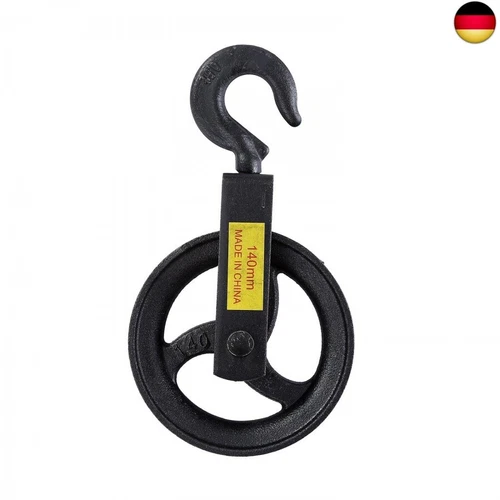 Umlenkrolle 140mm, 200kg Tragkraft, Hängendes Handrad Seilrolle Block mit Haken 