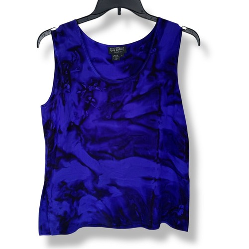 Y2K Silk Bijoux Tank Top Womens Size L Purple Handpainted 100% Silk Wearable Art - Picture 2 of 11