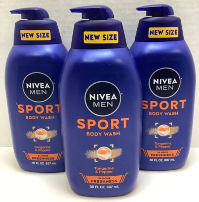 NIVEA MEN Sport Body Wash, Tangerine/Pepper, 30floz, 3 Pack, Free Shipping!!!