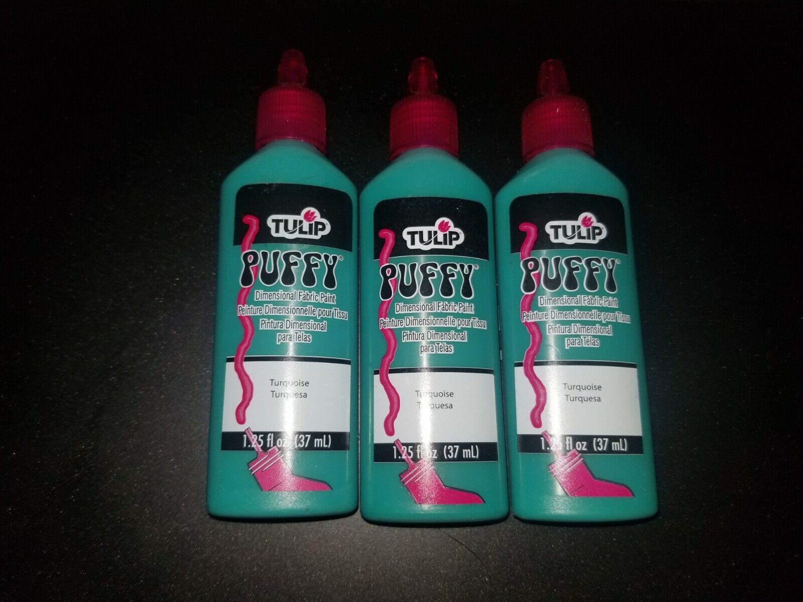 3 bottles of 1.25 oz Tulip Puffy Paint in Turquoise New!