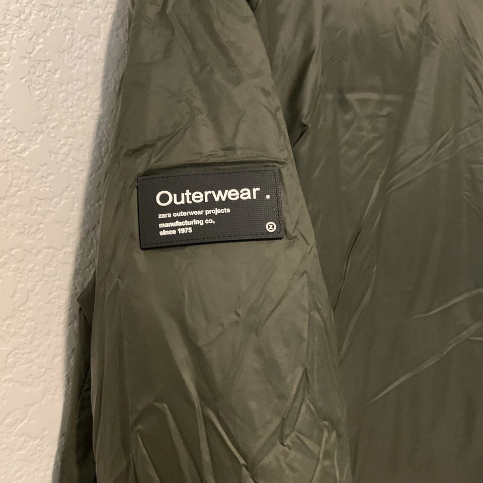 New Zara $129 Water & Wind Protection Puffer Coat Khaki Green Small 7522/261 - Image 4 of 4