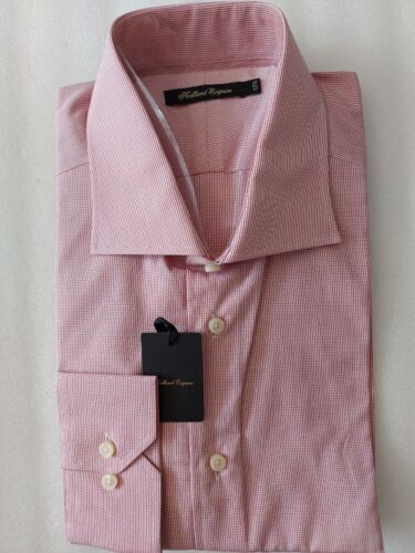 HOLLAND and ESQUIRE Fine Check Shirt Pink Men's Size 17.5 New Tags No 26 - Afbeelding 1 van 6