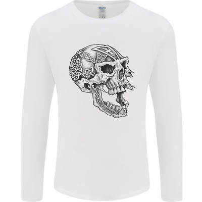 Viking Skull Symbols Mens Long Sleeve T-Shirt