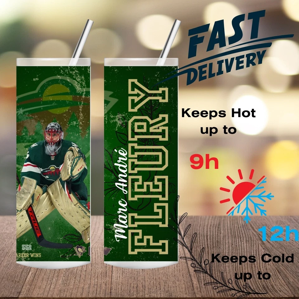 Taza de café Marc-André Fleury MINESOTA WILD 20 oz regalo perfecto para aficionados al hockey Foto 3 de 4