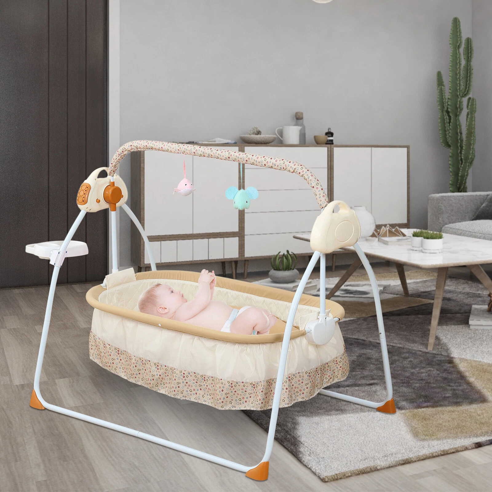 Electric Auto-Swing Baby Crib Cradle Infant Music Basket Sleeping Bed&Bluetooth