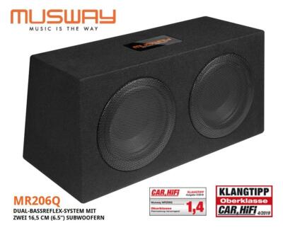 MUSWAY MR206Q Dual Bassreflex Subwoofer Gehäusesub 2 x 16,5 cm (6.5 ) Woofer