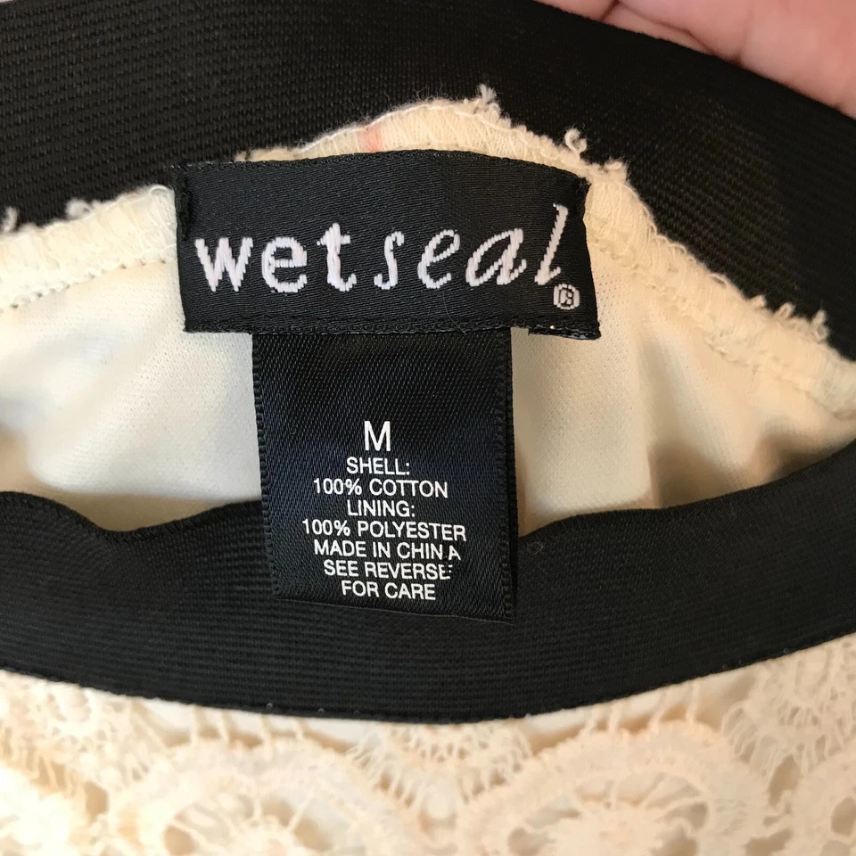 Falda Sello Húmedo Mujer Talla Mediana Marfil Encaje Bordado 100% Algodón Mini Romántico Foto 2 de 4