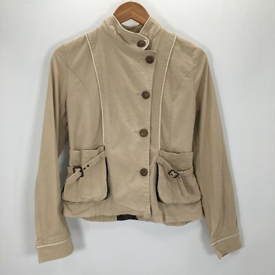Ceres Jacket Women's Medium Brown Belt Two Pocket Front Stitch Design