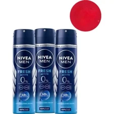 Nivea Men Fresh Active Spray deodorant 150ml 0% Aluminum -3 pack- FREE SHIPPING