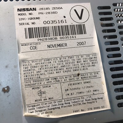 NISSAN 06 07 08 Maxima AM FM Radio Single CD Player w Aux
