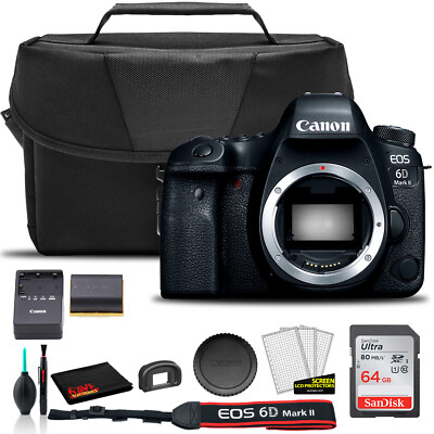 Canon 6D Mark II Camera (Body) (1897C002) + Bag + Sandisk 64GB Card + More