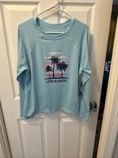 Life is Good Ladies Long Sleeve Sunshirt UPF 50 Size x  Large NWT