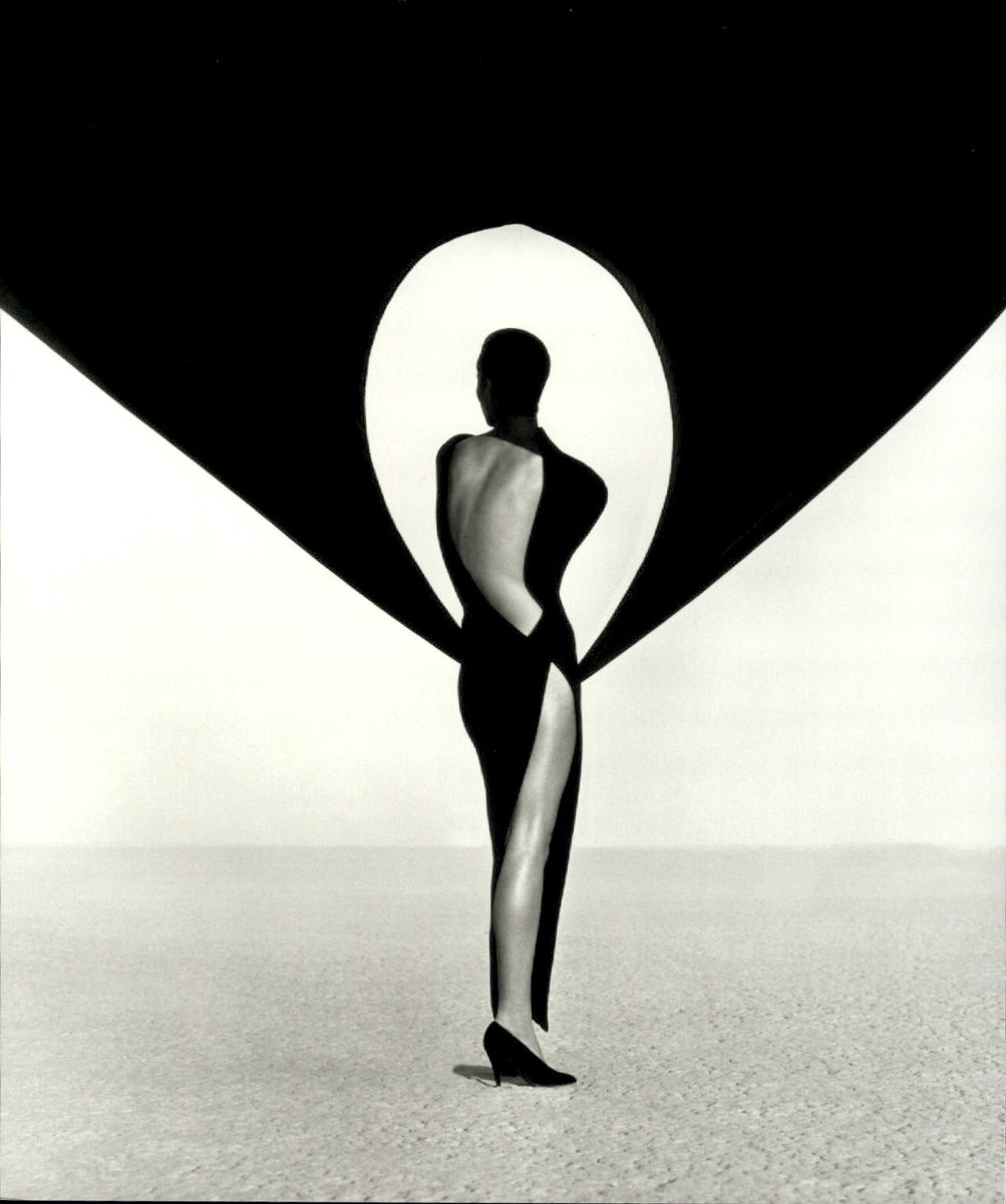 1990 Original HERB RITTS Versace Black Dress Female Model