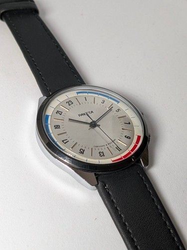 Raketa 24h Polar – Orologio Meccanico Manuale Russo – Quadrante 24 Ore – Grade B - Foto 4 di 7