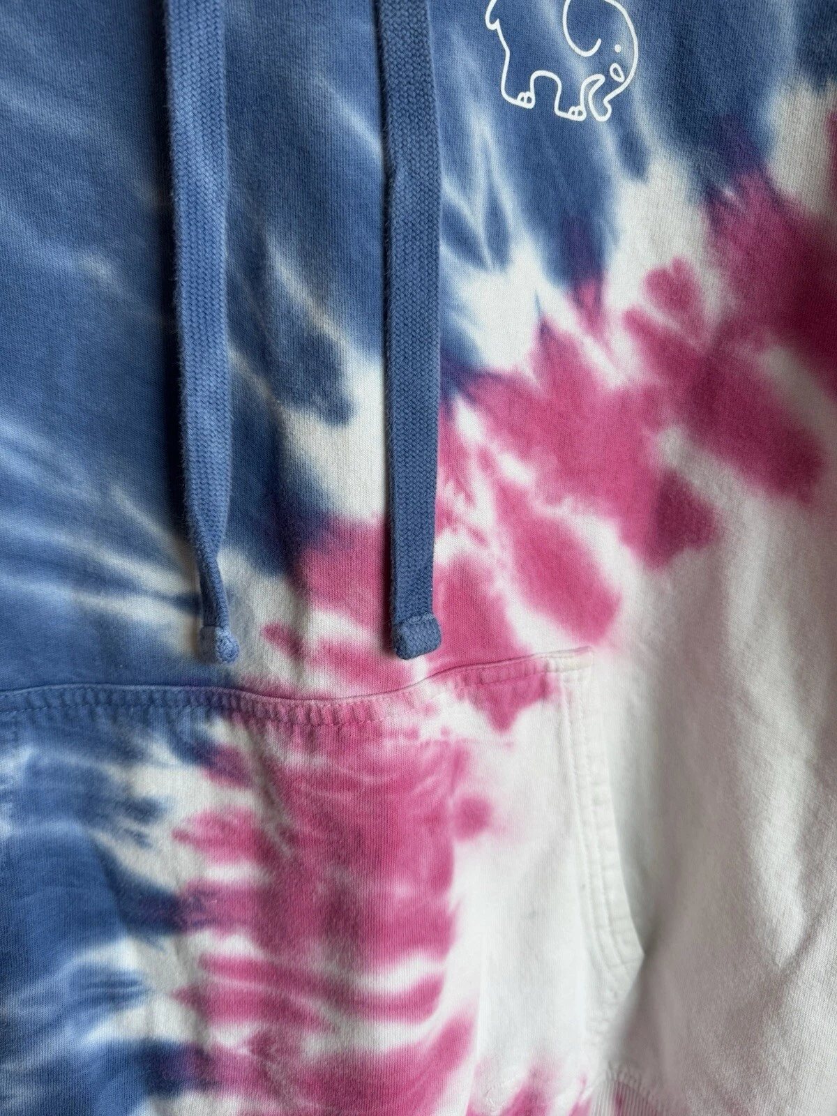 OFF WHITE Felpa con cappuccio avorio Ella tie dye blu bianco e rosa taglia small
