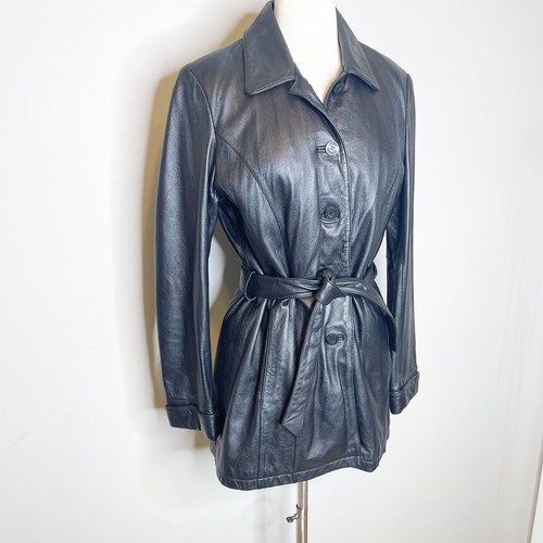 Gabardina vintage Y2K Wilson's de cuero talla mediana negra forrada con aislamiento 3M - Imagen 3 de 9