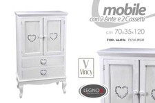 MOBILE CREDENZA CUCINA SALOTTO BAGNO CUORE CUORI LEGNO SHABBY CHIC 120*70*35cm