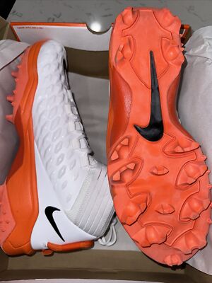 Nike Force Savage Pro 2 Shark White Orange Football Cleats  display picture 3