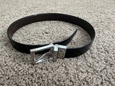 CHAPS Boys BELT black size Small 22-24 silver buckle Faux leather