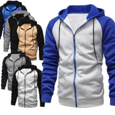 Men's Full Zipper Hooded Sweater Casual Zipper Sweatshirt Hoodies Jacket Coat