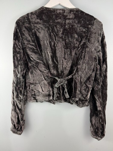 Y2K Velvet Cropped Button Down Top OS M L Boho Fairy Grunge Whimsigoth Ren Faire - Picture 4 of 7