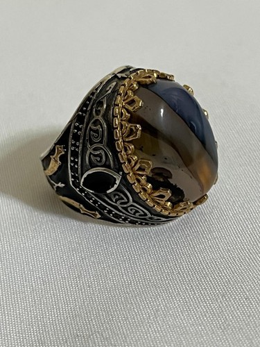 Men’s Silver 925 Elegant Ring with Authentic Yemeni Aqeeq – عقيق يمني مصور - Picture 8 of 13