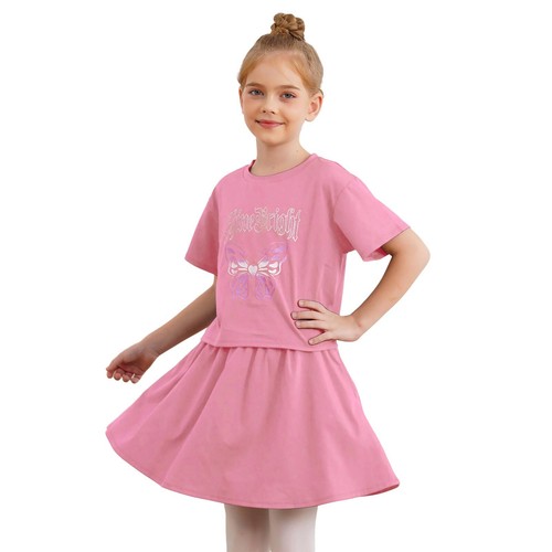Kids Girl's T-shirt With Skirt Festival Tracksuit Gift Dress-up Fancy Cute Suit - Picture 12 of 30