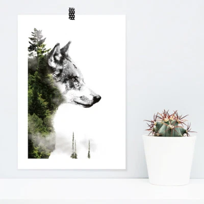 JUNIWORDS Poster "Forest Wolf" Geburtstag Geschenk Natur Wald DIN A4 A3 A2 A1 - Bild 1 von 3
