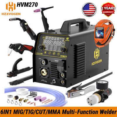 HZXVOGEN Gas/Gasless MIG/Plasma Cutter//ARC Aluminum Welder Set (Gloves/Helmet)