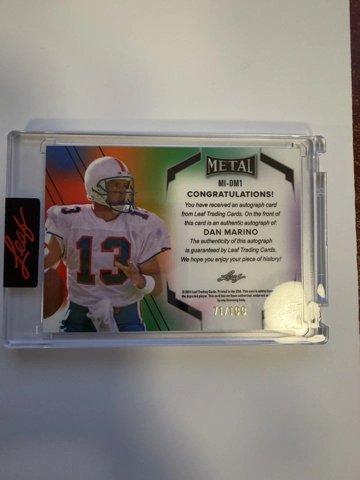 Leaf Sports Heroes 2025 automático Dan Marino Ace Ventura Dolphins en tarjeta 71/100 Foto 2 de 3