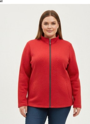 Onque Casual Womens plus size textured long sleeve mock nec front zipper Jacket