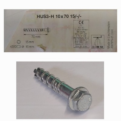 HILTI M10X70MM STAHL SECHSKANT BETONSCHRAUBEN **20ER PACK** HUS3H 10X70